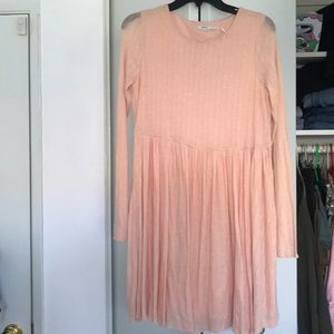 pink long sleeve babydoll dress